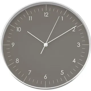 Einfache Quarz Wanduhr dunkelgrau silber modern