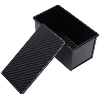 Kastenform mit Deckel, 21 x 12 x 11 cm Rechteckige Pullman Brot Toastform 450g Teig Brotbackform, Schwarz Kohlenstoffstahl Antihaft Toast Brotpfanne Backformen für Laib Gebäck