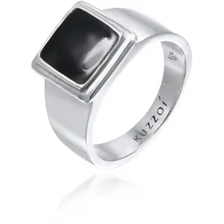 Siegelring KUZZOI "Ring Siegelring Quadrat Emaille 925 Silber" Gr. 66, silber, Fingerringe, Herren, 66, ohne Stein, Silber 925 (Sterlingsilber), 13mm, Siegelring