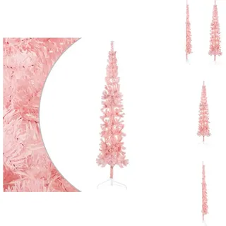 vidaXL Künstlicher Halb-Weihnachtsbaum mit Ständer Schlank Rosa 240 cm - Weihnachtsbäume - Rosa
