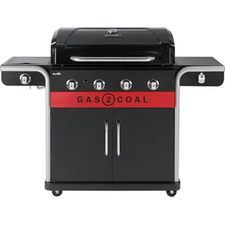 Char-Broil Gas2Coal 2.0 4B, Grill, Holzkohle + Erdgas, 15200 W, MADE2MATCH, Wagen, Feuerrost - Schwarz, Rot