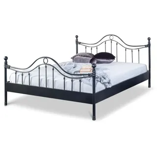 Metallbett Lorena – 160 x 200 cm / schwarz - Schwarz, Weiß
