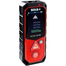 SOLA Vector 100 Pro Laser-Entfernungsmesser 100 m - Laser-Messgerät – 11 Messfunktionen - Kamera mit eingebautem 4-Fach Zoom - USB Schnittstelle - Bluetooth + App – NI-Mh Akku – IP65