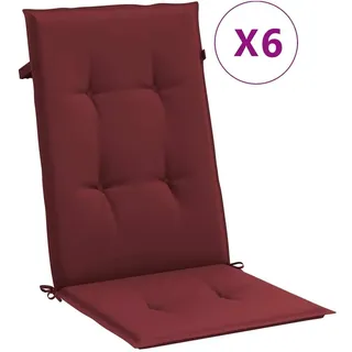 vidaXL Hochlehner-Auflagen 6 Stk. Melange Weinrot 120x50x4 cm Stoff - Rot