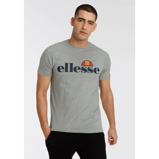 T-Shirt ELLESSE "SL PRADO TEE", Herren, Gr. XS, grau (grau marl), Obermaterial: 100% Baumwolle, Basic schmal hüftlang, Rundhals, Shirts T-Shirt, mit Logodruck, Kurzarm, schmale Basic-Passform, hüftlange Schnittform