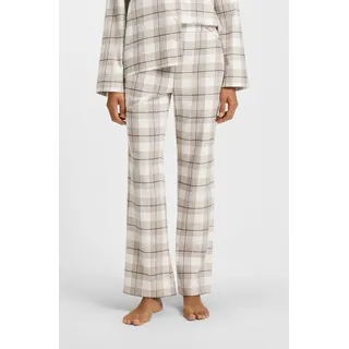 Pyjamahose BOSS "Holiday", Damen, Gr. S, N-Gr, open weiß 120, Jersey, Obermaterial: 55% Baumwolle, 45% Viskose, kariert, Basic, normal lang, Hosen Pyjamahose, normale PAssform, kariert, elastischer Bund