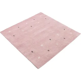carpetfine Gabbeh Uni Wollteppich 250 x 250 cm Rosa