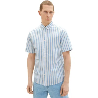 TOM TAILOR Herren 1037282 Hemd, 31789 - Blue Off White Stripe, XL