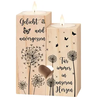 Trauergeschenk Memorial Kerzenständer Trauerkerzen Grab Kerze Beerdigung Geschenk Kerzenhalter aus Holz Trauergeschenke für Hinterbliebene Trost Geschenke Trauer Für Immer in unseren Herzen