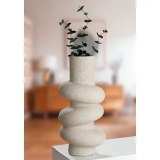 Tischvase HOMSY BY ANA JOHNSON "Floriva, 40x18,5cm, strukturierte, matte Oberfläche", grau (natur), B:18,5cm H:40cm T:18,5cm Ø:18,5cm, Keramik, Vasen, Tischvase, hochwertige Keramik aus einer traditionellen Manufaktur,Made in Europe