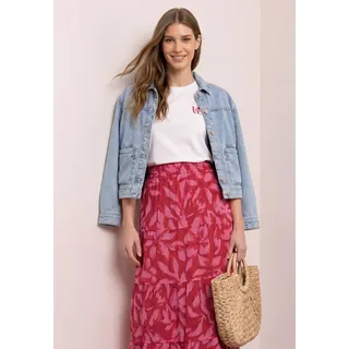 STREET ONE Maxirock Sommer aus Chiffon mit Print/Weich fallende Volants, salsa rot