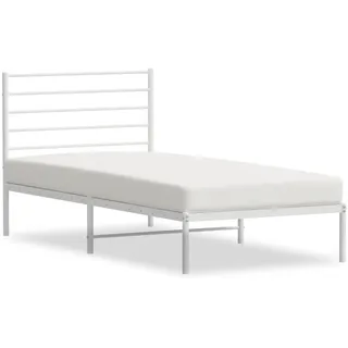 vidaXL Bettgestell mit Kopfteil Metall Weiß 90x200 cm - Weiß