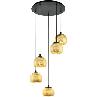 EGLO »ALBARACCIN Flexible Halterung, schwarz und Glas, in gold, Esszimmerlampe hängend, E27 Fassung, Ø 58,5 cm
