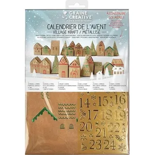 Graine Creative Advent Häuser Bastelset Weihnachtsdorf DIY Kalender - Braun