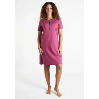 Nachthemd GÖTZBURG, Damen, Gr. 40, N-Gr, rot, mittel, uni, Single Jersey, Obermaterial: 100% Baumwolle, bequem knielang, Rundhals, gerader Abschluss, Kleider Nachthemd, knielang, Kurzarm, mit Knopfleiste, Rundhalsausschnitt, Baumwolle