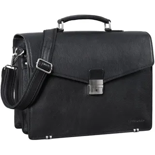 STILORD Cosmos Vintage Aktentasche Leder Groß für Herren Businesstasche mit Laptop-Fach Umhängetasche XL für Büro Arbeit mit Schloss echtes Leder Farbe:schwarz