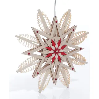 Fensterbild Spanstern mit LED-Beleuchtung rot Ø ca.27cm NEU - Rot