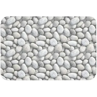 OnlyWow Badematte Steine - Grau - Oval Badvorleger 90x60 cm , Hellgrau , Textil , Füllung: Polyurethan (Pur) , Rechteckig , 90x60 cm , Heimtextilien, Badtextilien, Badematten