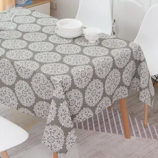 Novetec Tischdecke Eckig Baumwolle Leinen Tischtuch Abwischbar Ölbeständig Fleckschutz Tischdecken Pflegeleicht für Drinnen Draussen Garten Esszimmer Party und Festen 90x90