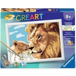 Ravensburger CreArt Kids 18 x 24 cm – Kunstnummer – Löwe und Sein Baby – Malen nach Zahlen – ab 7 Jahren – 25968