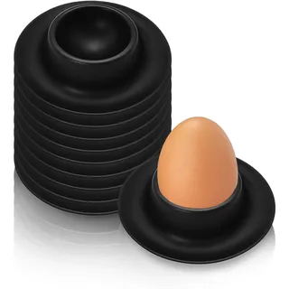 PjuQow 10 Stück Eierbecher, Eierbecher Schwarz, Wenden Sie Zum Perfekten Essen Eier Design, Ideal Für Haushalt Und Gastronomie, Eierhalter Mit Praktische Aufnahme Und Überlaufschutz