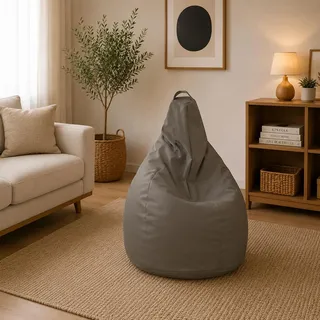 Talamo Italia - Pouf Abdog, Mehrzwecksessel, Sitzsack, Hockerhocker, Made in Italy, 90x90 h120 cm, Beige