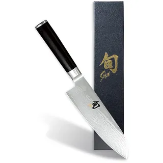 KAI Shun Classic Santoku 18 cm Klingenlänge - Damastmesser 32 Lagen VG MAX Kern - 61 (±1) HRC - Pakkaholzgriff - Made in Japan - japanisches Kochmesser Küchenmesser geschmiedet