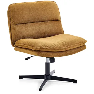 hjh LIVING Bürostuhl ohne Armlehnen, breiter Schneidersitz Stuhl mit gepolsterter Sitzfläche, ergonomischer Criss Cross Chair für Home Office, Wohnzimmer (Braun)