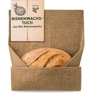 beegut XXL Bienenwachstuch aus Leinen, besonders gut zum Brot aufbewahren geeignet durch dickeres Leinentuch, wiederverwendbares Brottuch 46 x 60cm