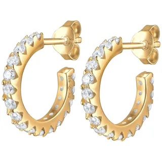 Elli Ohrringe Damen Creolen Geo mit Zirkonia Kristalle in 925 Sterling Silber vergoldet