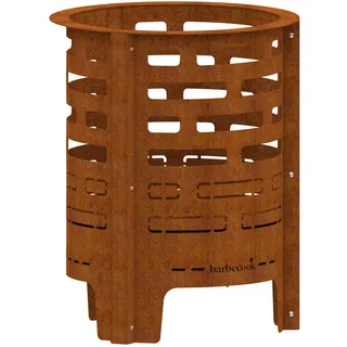 barbecook Feuerkorb Jules mit Aschekasten aus vorgerostetem Cortenstahl, Feuerkorb BBQ Outdoors, 43x56cm, Orangebraun