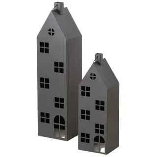 Boltze Alba Laterne Haus schwarz 66-96cm 2tlg