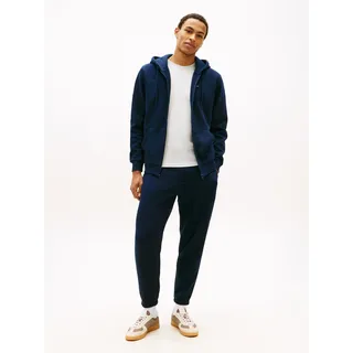 Jogginganzug TOMMY JEANS "TJM REGULAR FLAG", Herren, Gr. M, schwarz night navy, Sweatware, Obermaterial: 80% Baumwolle, 20% Polyester, bestickt, unifarben, regular fit, Sportanzüge Jogginganzug, Sweatjacke und Sweathose, normale Passform