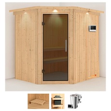 Bild Sauna »Laila«, (Set), 3,6-kW-Bio-Plug & Play Ofen mit externer Steuerung beige