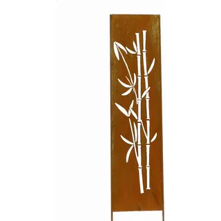 Edelrost Sichtschutz Wand Schild Bambus, Gartendekoration 170x32cm - Bronze