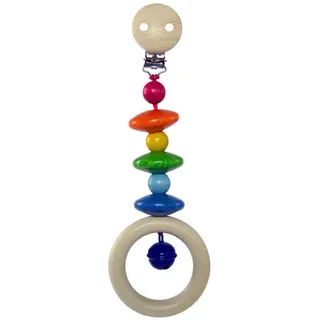 hess since 1990 Hess Holzspielzeug 12777 - Anhänger aus Holz, Serie Kim, für Babys ab 3 Monaten, handgefertigt, mit Sicherheitsclip, ca. 7 x 3,5 x 21 cm groß, für Kinderwagen und Babyschale