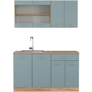 Vicco Küchenzeile R-Line 140 cm Blau-Grau