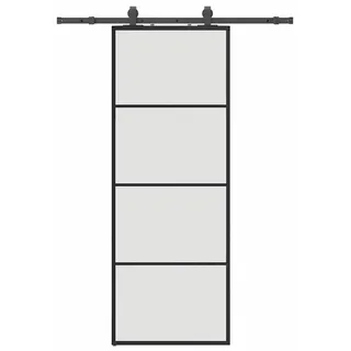 vidaXL Schiebetür mit Beschlag Schwarz 76x205 cm ESG-Glas - Schwarz