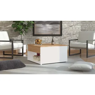 Home Affaire »Taranto Kaffeetisch, 80 cm, quadratische Form, modern design« höhenverstellbar Tischplatte, geschlossenes Fach, schwarz oder weiß weiß