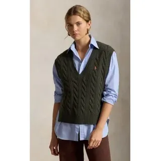 Polo Ralph Lauren für Damen. 211949994502 Strickweste aus Wolle und Kaschmir in Grün (XXL), Lässig, Ärmellos / Hosenträger