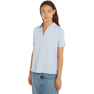 Tommy Hilfiger Damen Poloshirt Kurzarm Regular Fit, Blau (Breezy Blue), S