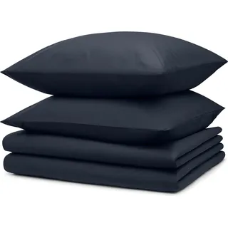 Blumtal Bettwäsche 2x 135x200cm + 2x Kissenbezug 40x80cm - Mikrofaser Bed Sheets 135x200cm - 4-er Set Bettwäsche Dunkelblau - Dunkelblau