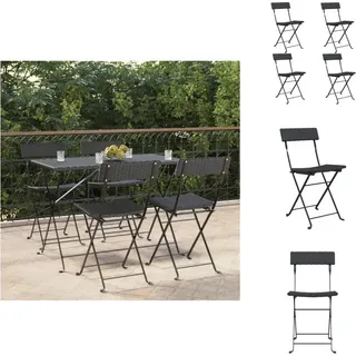 vidaXL Bistrostühle 4 Stk. Klappbar Schwarz Poly Rattan und Stahl - Gartenstühle - Schwarz
