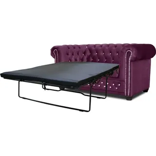 Chesterfield Sofagarnitur 3+2+1 Schlafsofa Sofa Couch Polster Leder Sofas Bett - Blau