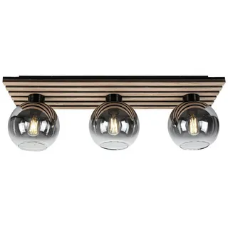 Novel Deckenleuchte , Schwarz, Eichefarben, Chromfarben , Metall, Kunststoff, Glas, Holzwerkstoff , Uni , länglich , 23x23x75 cm , Lampen & Leuchten, Leuchtenserien