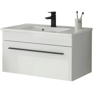 furn.design Waschbeckenunterschrank 80 x 43 cm Weiß Hochglanz