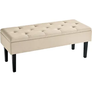 Bank, beige, B:109cm H:43cm T:43cm, Holz, Kunststoff, Polyester, Sitzbänke, Bank