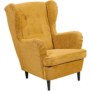 Mid.you Ohrensessel , Gelb , Textil , Buche , massiv , 78x102x98 cm , Wohnzimmer, Sessel, Ohrensessel