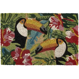 Esposa Kokosmatte , Multicolor , Kunststoff, Naturmaterialien , Vogel , rechteckig , 40x60 cm , recycelbar , Teppiche und Böden, Schmutzfangmatten, Fußmatten