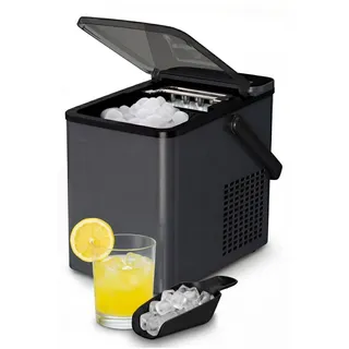 Medion Eiswürfelmaschine, selbstreinigend, 12 kg Eis/Tag Eiswürfelbereiter, 2 Eiswürfelgrößen S & L, Integrierter Kompressor , 1,1 L Wassertank kompakt mit Tragegriff, GS-, MD 100117